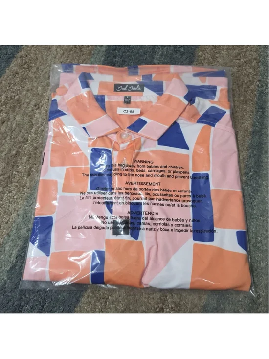 Bad Birdie Quintero Golf Club Polo Mens Large Multicolor Geometric Performance - Picture 7 of 7